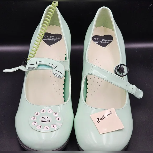 NWOT Chocolaticas Mid Heels Call Me in Mint Green - MARY JANE PUMP 11/41 - Picture 4 of 5